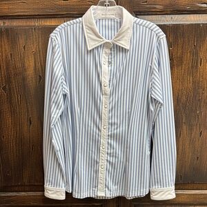 Blue and White Striped ladies shirt